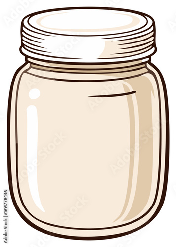 Vintage Mason Jar With Lid, Classic Glassware for Preservation, Illustration