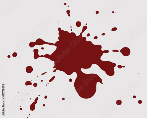Realistic red blood splatter and droplets collection representing injury or trauma silhouette