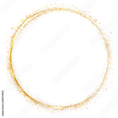 PNG Golden circle frame decoration shimmer glitter.