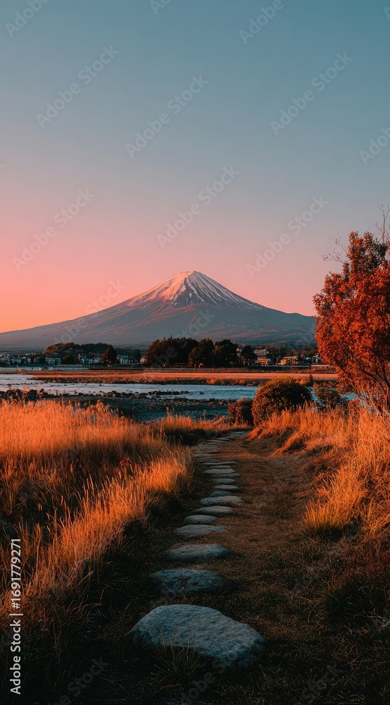custom made wallpaper toronto digitalMountain path at sunset (2)