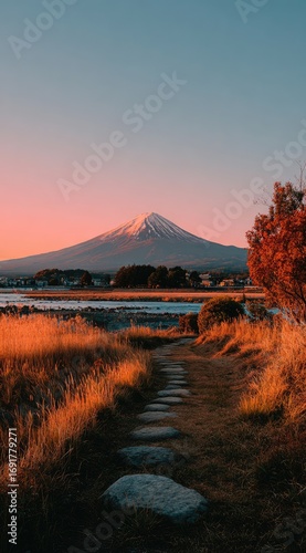 Wallpaper Mural Mountain path at sunset (2) Torontodigital.ca