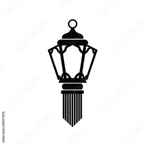 Black silhouette of traditional lantern light decoration