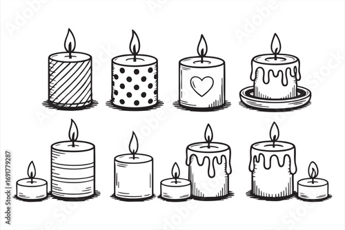 Decorative candle illustrations for holiday, birthday, and festive graphics