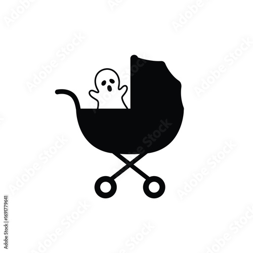 Ghost baby in stroller icon carriage infant