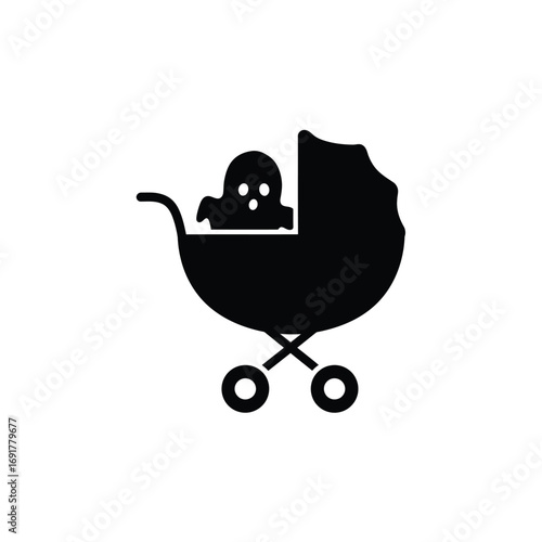 Ghost baby in stroller icon carriage infant