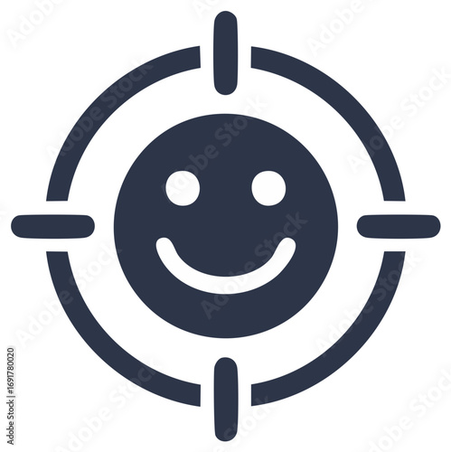 Target Smiley Face Icon with Crosshairs Signifying Happy Goal or Success