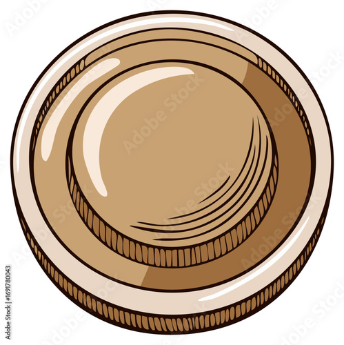 Illustration of an Empty Round Plate or Dish with Vintage or Retro Style Details