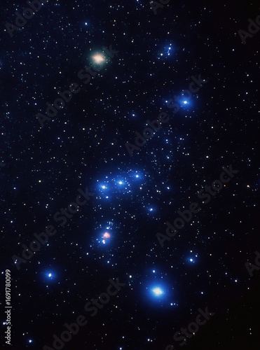 Orion constellation sparkling brightly in the night sky.