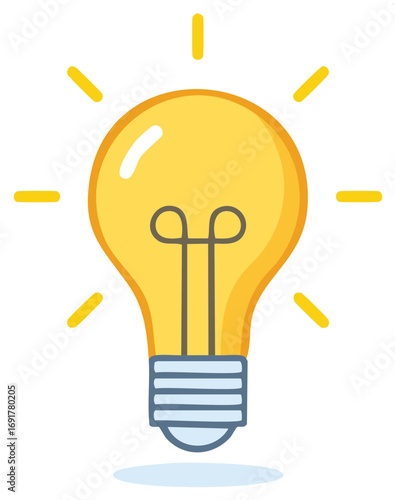 Bright yellow light bulb glowing with ideas and inspiration