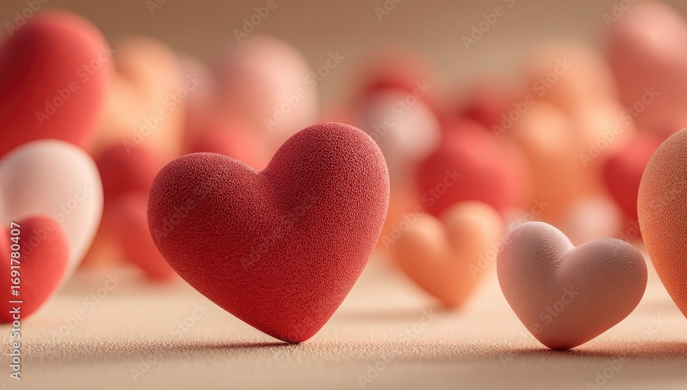 Obraz premium Soft hearts in pastel colors