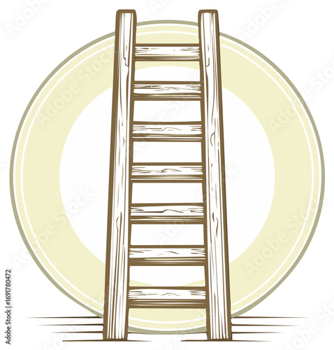 Hand drawn wooden ladder illustration in a vintage style for concepts of progress and success