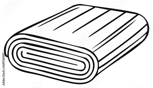 Simple line art illustration of a neatly folded towel or blanket icon