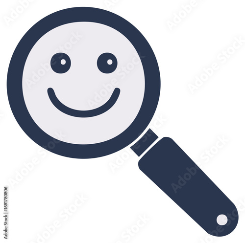 Magnifying Glass with Happy Face Discovery Exploration Investigation Concept