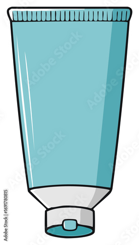 Blank light blue cosmetic tube for skincare cream or lotion cartoon vector illustration