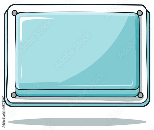 Light Blue Rectangular Box Hand Drawn Style with Shadows and Rivets Illustration