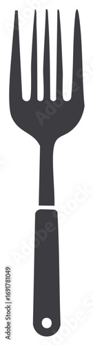 Isolated Graphic Cutlery Silhouette: Dining Fork for Food Preparation, Restaurants, or Chefs