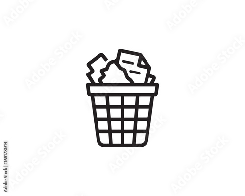 Paper Bin vector icon design illustration.