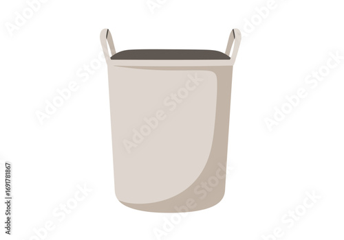 Beige Fabric Laundry Hamper with Handles.