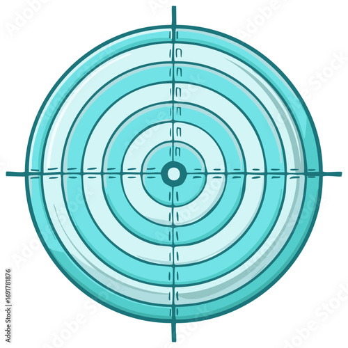 Light Blue Target with Concentric Rings and Crosshair for Games or Competitions; Illustration