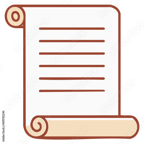 Cartoon Scroll Document with Lined Paper and Rolled Edges