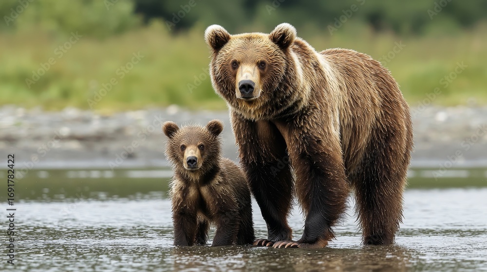 Fototapeta premium Brown Bears (Ursus arctos) in Lake Clark National Park, Alaska, USA