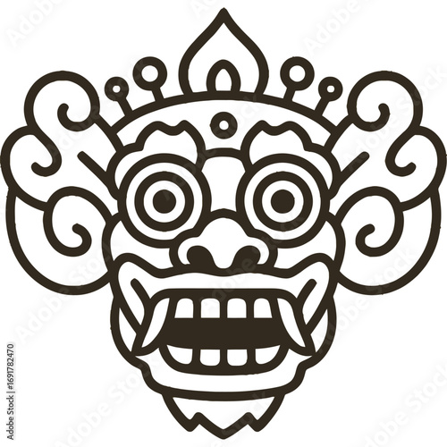 Abstract Barong Mask Vector Drawing