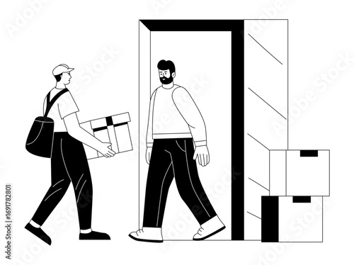 A sketchy style illustration depicting home delivery 
