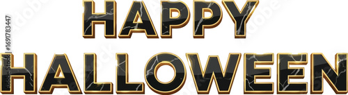Elegant happy halloween text design in gold and black, perfect for adding a touch of sophistication to your holiday greetings