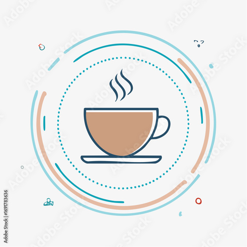 A simple and elegant illustration of a steaming cup of coffee or tea, perfect for representing hot beverages and cozy moments