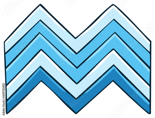 Cute cartoon Aquarius astrological sign in shades of blue