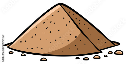 Pile of Brown Sand with Black Speckles Cartoon Illustration