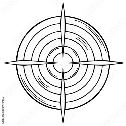 Simple target design element with crosshairs and concentric circles, perfect for icons.