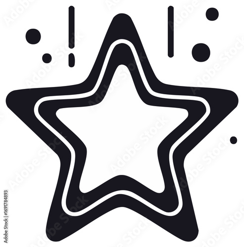 Star vector icon featuring graphic star shape with wavy outline and accompanying dots and lines for illustration
