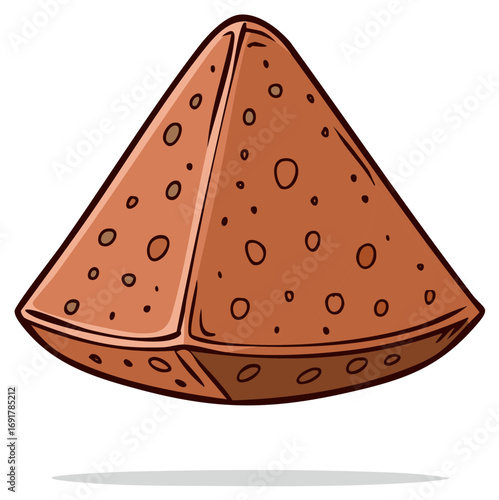 Cartoon drawing of a triangular folded pancake or blini snack food