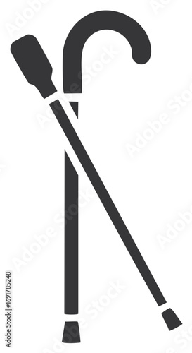 Crossed Canes and Walking Stick Icon Representing Mobility and Support