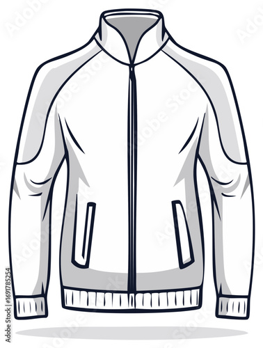 Stylish white jacket with zipper and pockets for sports or casual wear