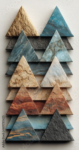 Abstract triangles, layered, natural tones