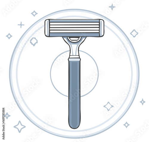 Clean Multi-Blade Razor Illustration for Personal Grooming and Shaving Hygiene