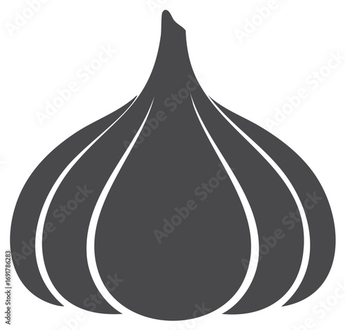 Garlic bulb graphic vector illustration with segmented cloves and a pointed tip used for flavoring food