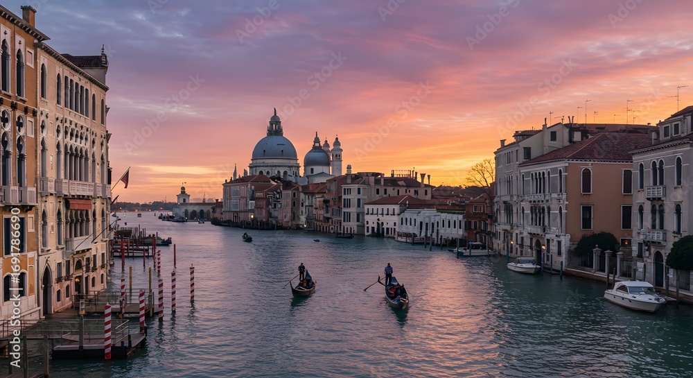 Naklejka premium Venice canal sunrise architecture