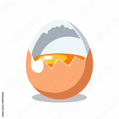 Cracked Egg with Yolk A Simple Illustration