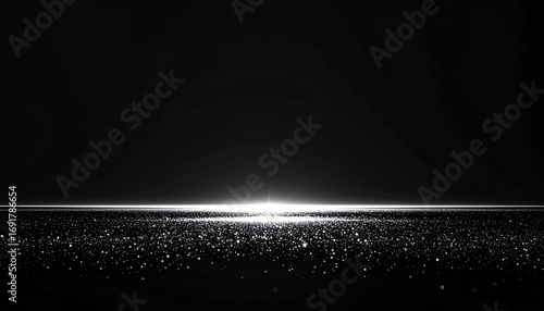 暗闇に浮かぶ、神秘的な光と煌めく粒子の広がりGenerated image