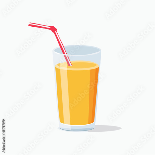 A refreshing glass of orange juice with a red straw, perfect for a healthy and vibrant lifestyle