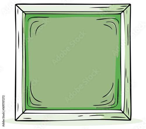 Green Square Artistic Frame in Clean White Border Hand-Drawn Style for Creative Presentations and Decorative Design