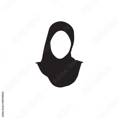 Woman Hijab Silhouette Black and White Vector Image Illustration for Modern Art and Digital Design
