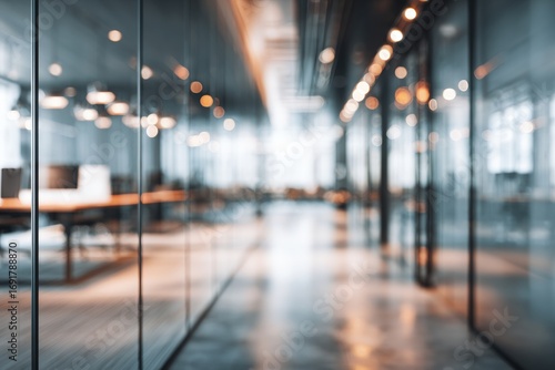 Blurred modern office corridor
