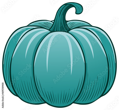 Stylized teal pumpkin illustration for allergy friendly Halloween and fall holidays