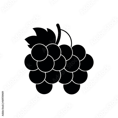bunches of black grapes in a minimalistic, simple vector art design