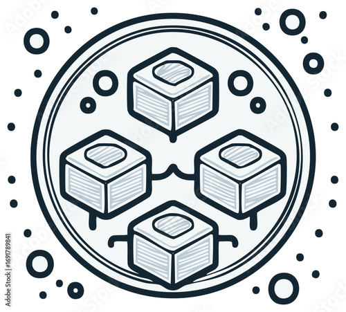 Blockchain technology concept with connected data blocks in a network illustration
