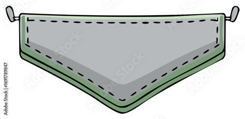 Simple grey and green bandana with dashed stitching and grommets